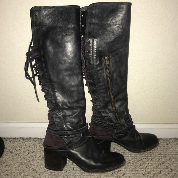 Freebird coal black leather lace up boots - Picture 4 of 8